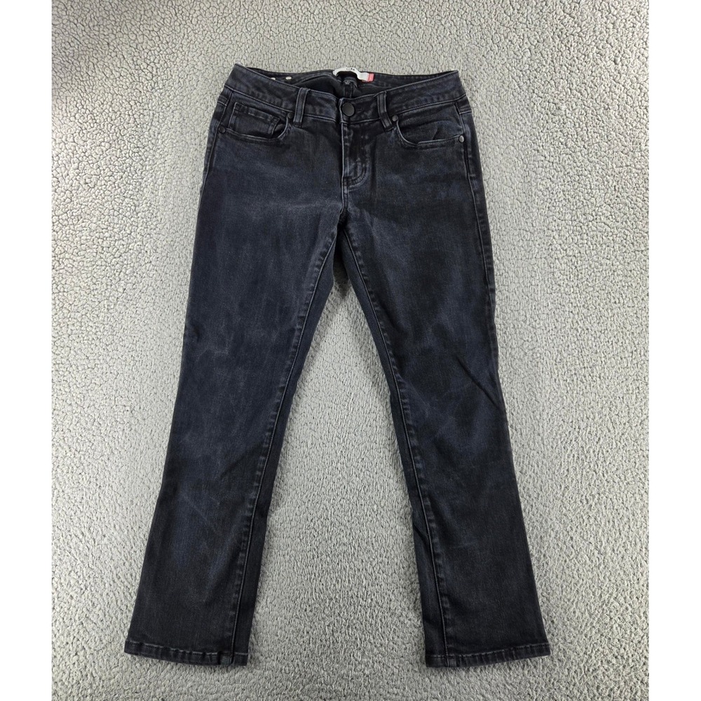 Cabi Jeans New Crop Jeans Womens Size 4 Black‎ Faded Straight Leg Denim Pants